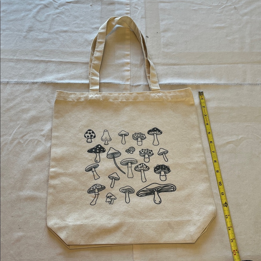 Canvas Tote Bag with Mushroom Design - Picture 4 of 7